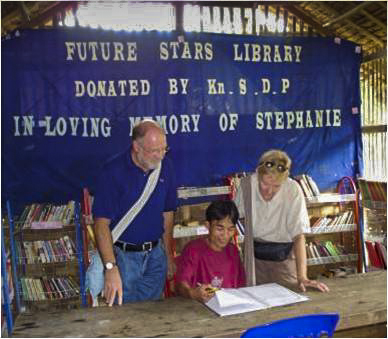 Beryl and Steve on the opening day of the "Future Stars" Memorial Library financed by KSDP