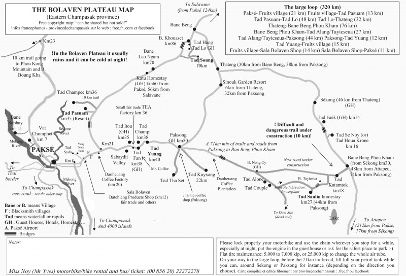 Bolaven Plateau Map - The Loop