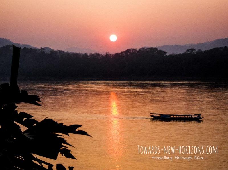 Sunset over the Mekong river in Luang Prabang, Laos